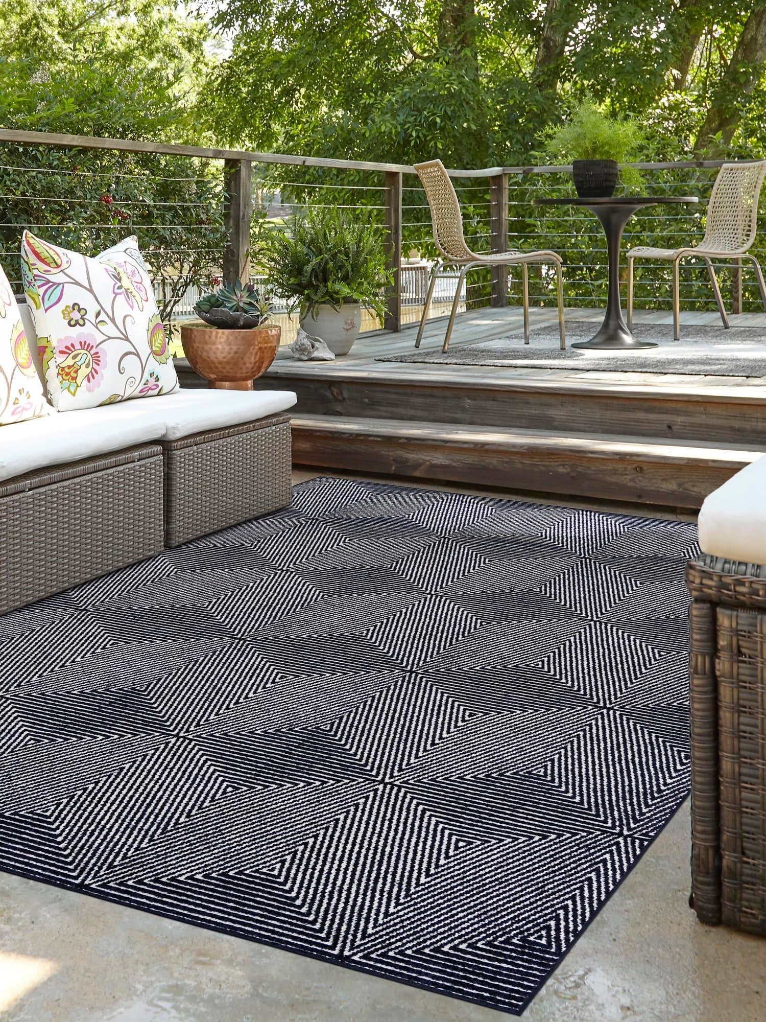Navy Blue 6' 1 x 9' Sabrina Soto Outdoor Rectangle Area Rug Weather Resistant for Patio, Deck, Terrace, Balcony, Porch Durable Carpet for Exterior Home Design for Sale at Rug Engine