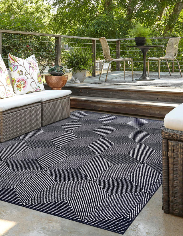Navy Blue 6' 1 x 9' Sabrina Soto Outdoor Rectangle Area Rug Weather Resistant for Patio, Deck, Terrace, Balcony, Porch Durable Carpet for Exterior Home Design for Sale at Rug Engine