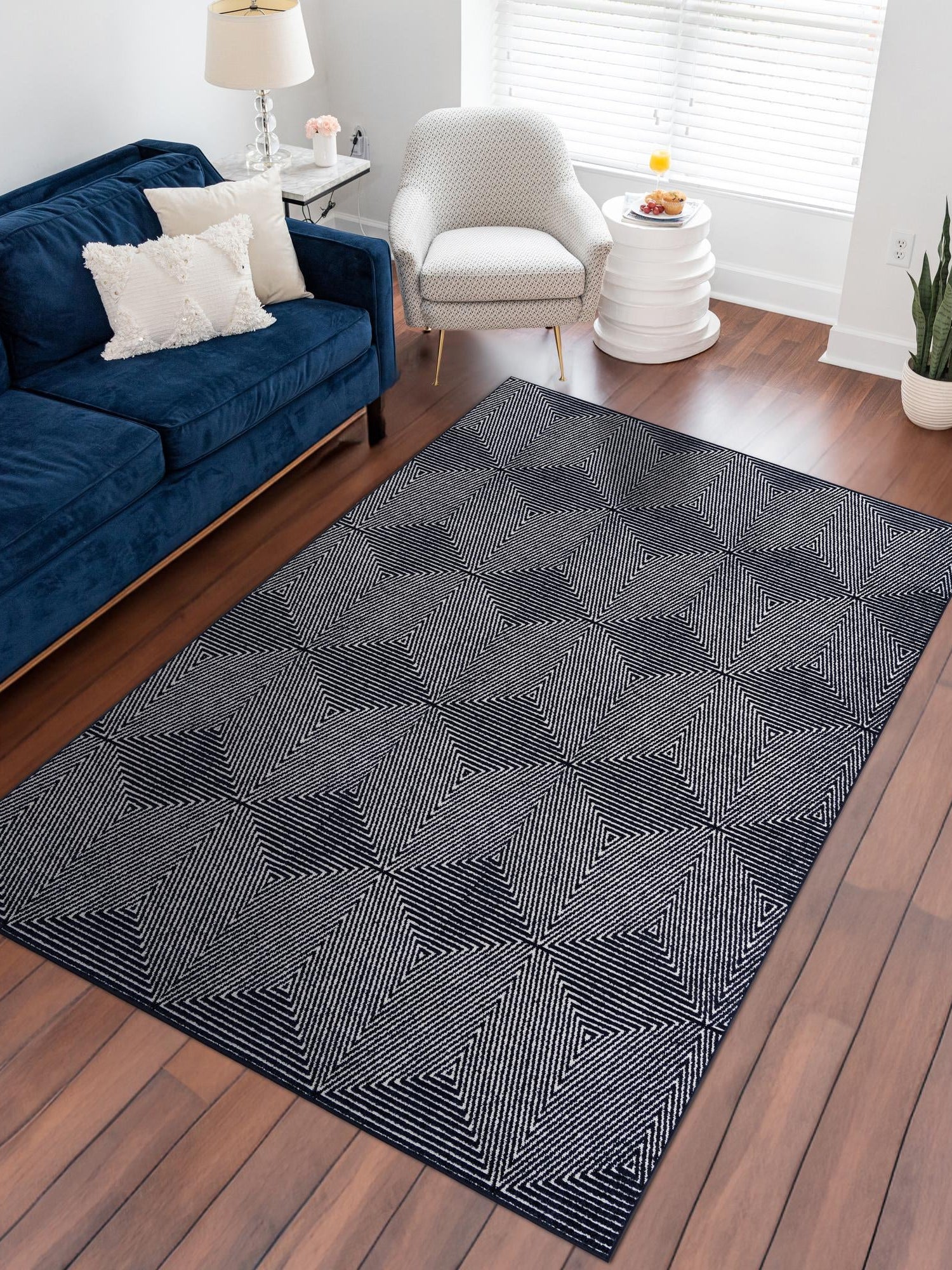 Navy Blue 2' x 3' 1 Sabrina Soto Outdoor Rectangle Area Rug Weather Resistant for Patio, Deck, Terrace, Balcony, Porch Durable Carpet for Exterior Home Design for Sale at Rug Engine