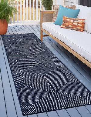 Navy Blue 2' x 6' 1 Sabrina Soto Outdoor Runner Area Rug Weather Resistant for Patio, Deck, Terrace, Balcony, Porch Durable Carpet for Exterior Home Design for Sale at Rug Engine