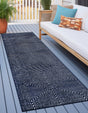 Navy Blue 2' 7 x 10' Sabrina Soto Outdoor Runner Area Rug Weather Resistant for Patio, Deck, Terrace, Balcony, Porch Durable Carpet for Exterior Home Design for Sale at Rug Engine