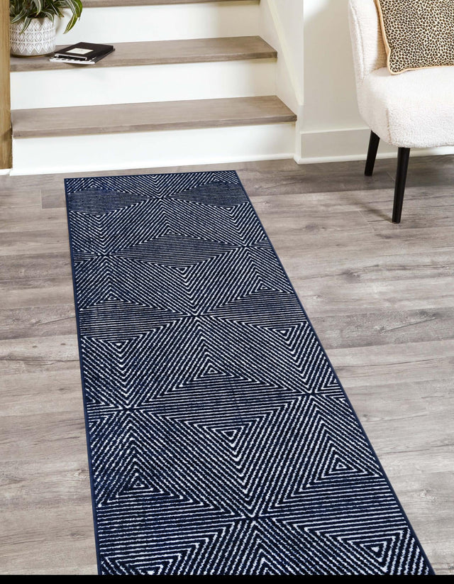 Navy Blue 2' x 6' 1 Sabrina Soto Outdoor Runner Area Rug Weather Resistant for Patio, Deck, Terrace, Balcony, Porch Durable Carpet for Exterior Home Design for Sale at Rug Engine