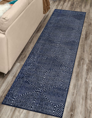 Navy Blue 2' x 6' 1 Sabrina Soto Outdoor Runner Area Rug Weather Resistant for Patio, Deck, Terrace, Balcony, Porch Durable Carpet for Exterior Home Design for Sale at Rug Engine
