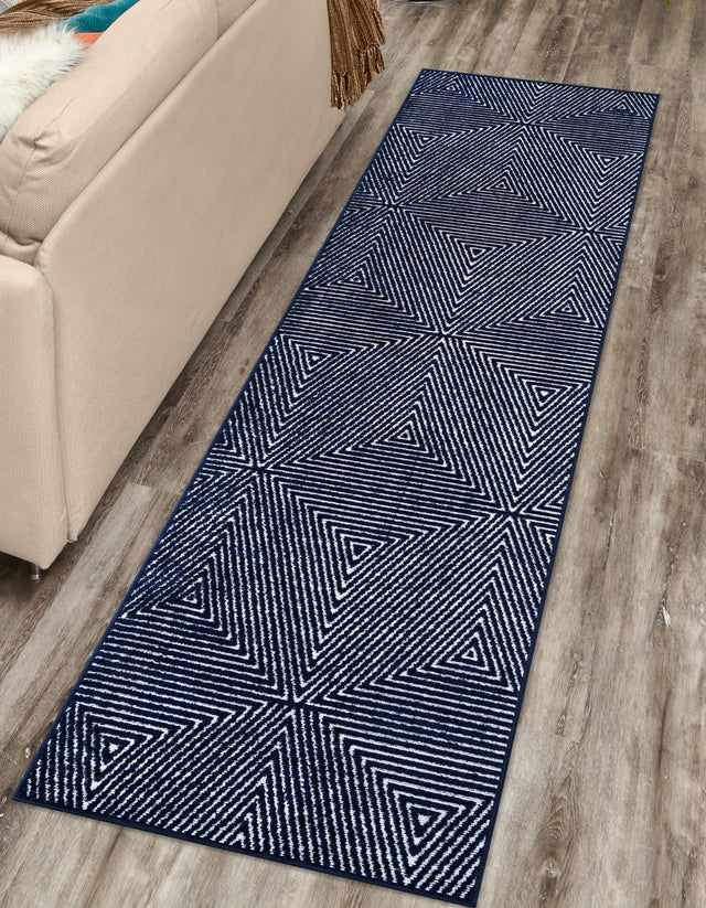 Navy Blue 2' x 8' Sabrina Soto Outdoor Runner Area Rug Weather Resistant for Patio, Deck, Terrace, Balcony, Porch Durable Carpet for Exterior Home Design for Sale at Rug Engine