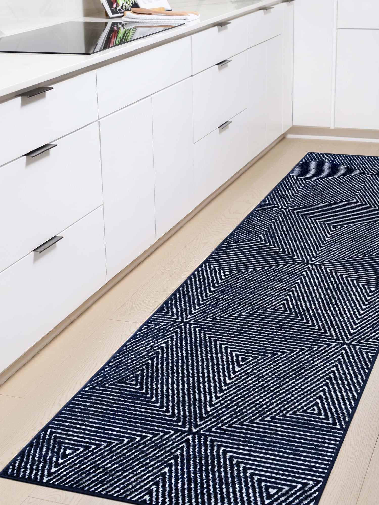 Navy Blue 2' 7 x 10' Sabrina Soto Outdoor Runner Area Rug Weather Resistant for Patio, Deck, Terrace, Balcony, Porch Durable Carpet for Exterior Home Design for Sale at Rug Engine