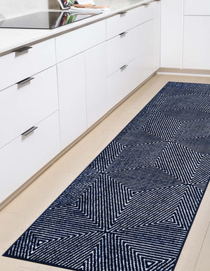 Navy Blue 2' 7 x 10' Sabrina Soto Outdoor Runner Area Rug Weather Resistant for Patio, Deck, Terrace, Balcony, Porch Durable Carpet for Exterior Home Design for Sale at Rug Engine