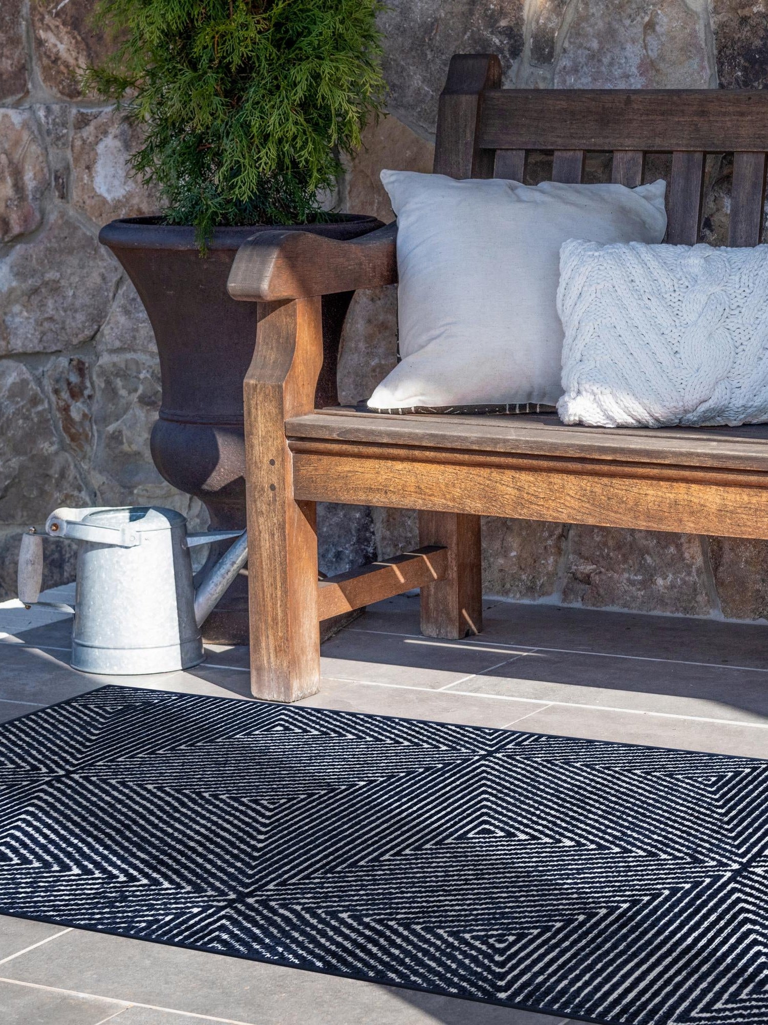 Navy Blue 2' x 8' Sabrina Soto Outdoor Runner Area Rug Weather Resistant for Patio, Deck, Terrace, Balcony, Porch Durable Carpet for Exterior Home Design for Sale at Rug Engine