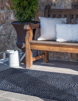 Navy Blue 2' 7 x 12' Sabrina Soto Outdoor Runner Area Rug Weather Resistant for Patio, Deck, Terrace, Balcony, Porch Durable Carpet for Exterior Home Design for Sale at Rug Engine