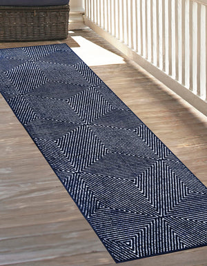 Navy Blue 2' x 6' 1 Sabrina Soto Outdoor Runner Area Rug Weather Resistant for Patio, Deck, Terrace, Balcony, Porch Durable Carpet for Exterior Home Design for Sale at Rug Engine
