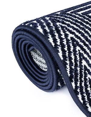 Navy Blue 2' x 6' 1 Sabrina Soto Outdoor Runner Area Rug Weather Resistant for Patio, Deck, Terrace, Balcony, Porch Durable Carpet for Exterior Home Design for Sale at Rug Engine