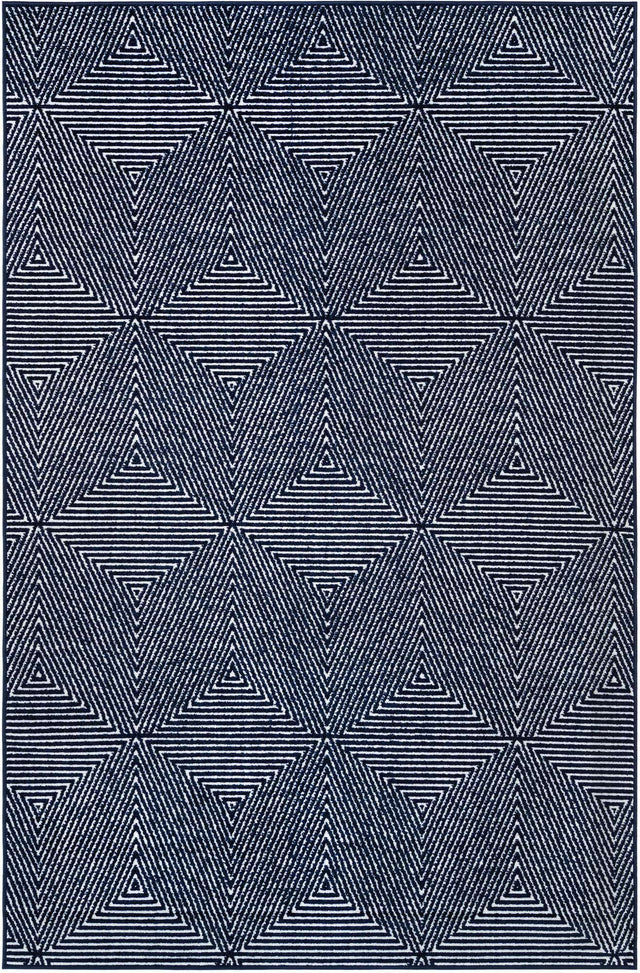 Navy Blue 6' 1 x 9' Sabrina Soto Outdoor Rectangle Area Rug Weather Resistant for Patio, Deck, Terrace, Balcony, Porch Durable Carpet for Exterior Home Design for Sale at Rug Engine
