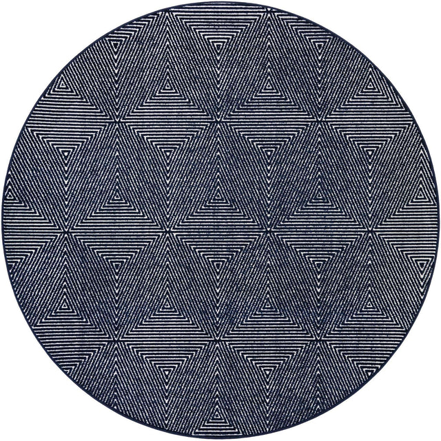 Navy Blue 7' 10 x 7' 10 Sabrina Soto Outdoor Round Area Rug Weather Resistant for Patio, Deck, Terrace, Balcony, Porch Durable Carpet for Exterior Home Design for Sale at Rug Engine