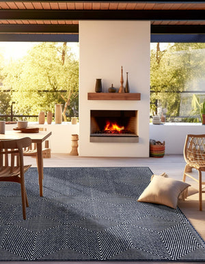 Navy Blue 7' 10 x 7' 10 Sabrina Soto Outdoor Square Area Rug Weather Resistant for Patio, Deck, Terrace, Balcony, Porch Durable Carpet for Exterior Home Design for Sale at Rug Engine