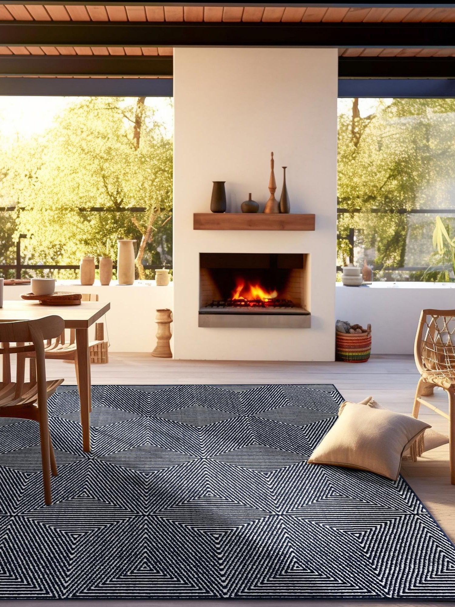 Navy Blue 10' x 10' Sabrina Soto Outdoor Square Area Rug Weather Resistant for Patio, Deck, Terrace, Balcony, Porch Durable Carpet for Exterior Home Design for Sale at Rug Engine