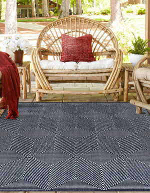 Navy Blue 7' 10 x 7' 10 Sabrina Soto Outdoor Square Area Rug Weather Resistant for Patio, Deck, Terrace, Balcony, Porch Durable Carpet for Exterior Home Design for Sale at Rug Engine