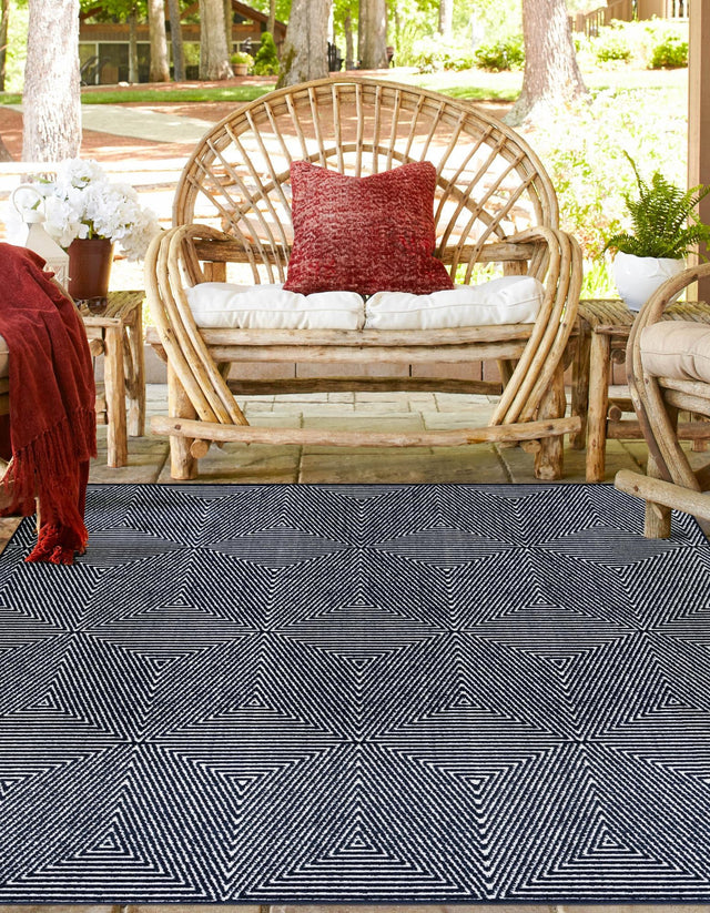 Navy Blue 7' 10 x 7' 10 Sabrina Soto Outdoor Square Area Rug Weather Resistant for Patio, Deck, Terrace, Balcony, Porch Durable Carpet for Exterior Home Design for Sale at Rug Engine