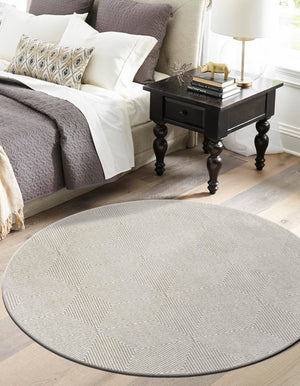 Gray 5' 1 x 5' 1 Sabrina Soto Outdoor Round Area Rug Weather Resistant for Patio, Deck, Terrace, Balcony, Porch Durable Carpet for Exterior Home Design for Sale at Rug Engine