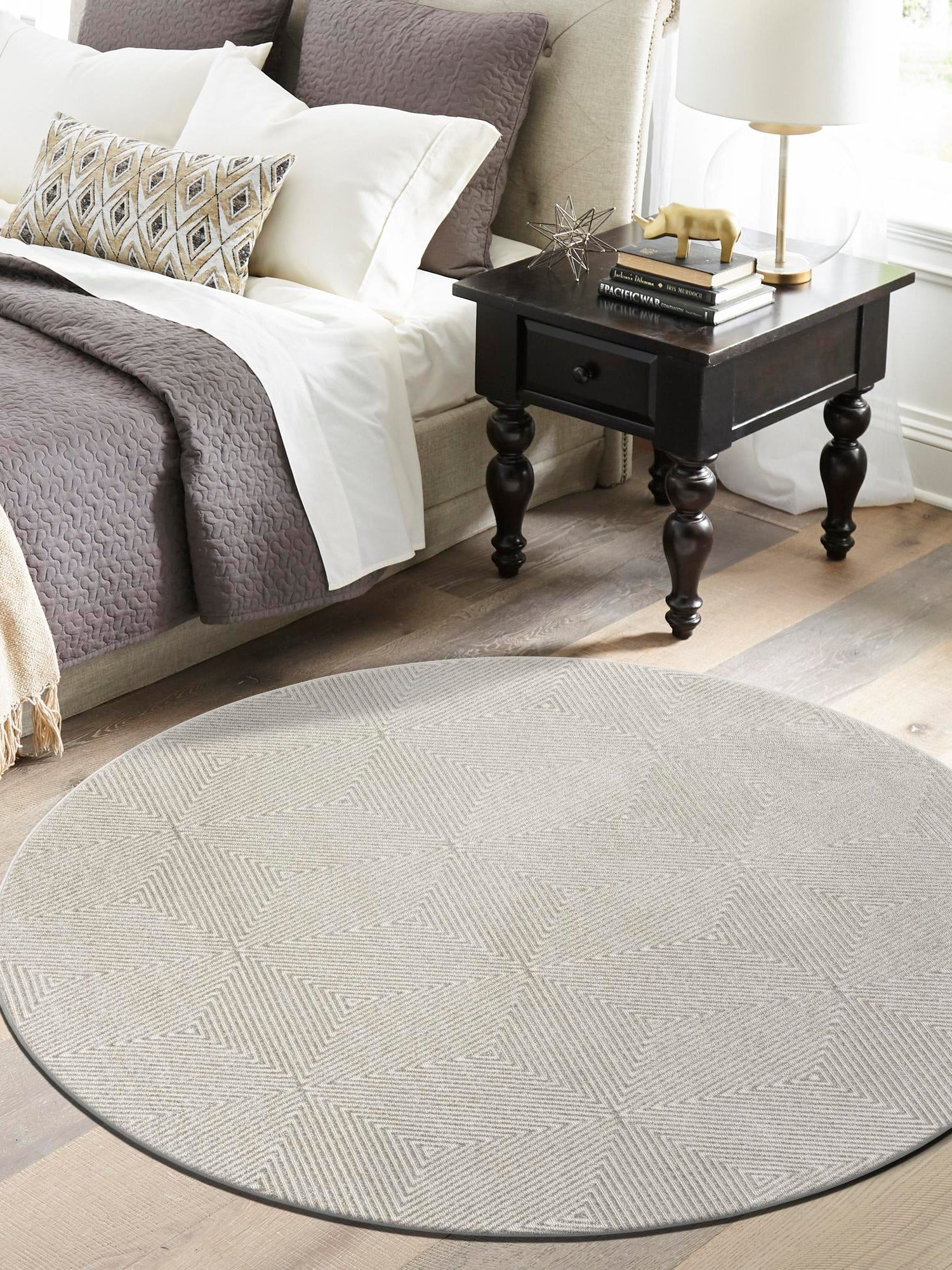 Gray 10' x 10' Sabrina Soto Outdoor Round Area Rug Weather Resistant for Patio, Deck, Terrace, Balcony, Porch Durable Carpet for Exterior Home Design for Sale at Rug Engine