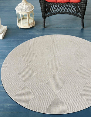 Gray 10' x 10' Sabrina Soto Outdoor Round Area Rug Weather Resistant for Patio, Deck, Terrace, Balcony, Porch Durable Carpet for Exterior Home Design for Sale at Rug Engine