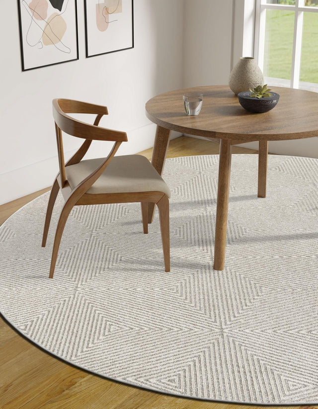 Gray 7' 10 x 7' 10 Sabrina Soto Outdoor Round Area Rug Weather Resistant for Patio, Deck, Terrace, Balcony, Porch Durable Carpet for Exterior Home Design for Sale at Rug Engine