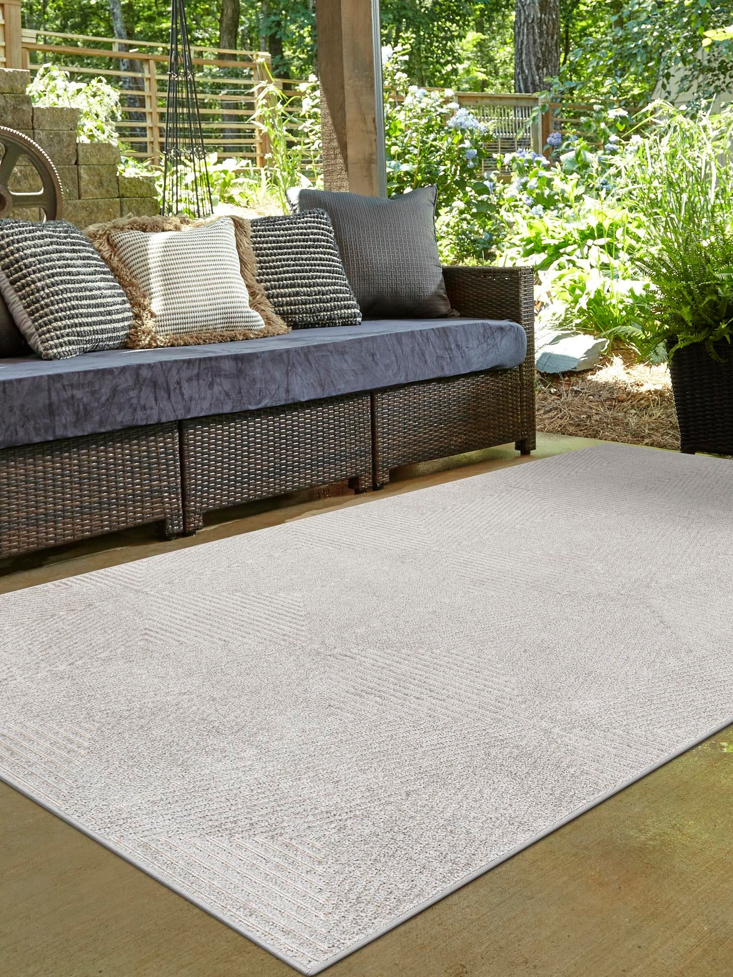 Gray 2' x 3' 1 Sabrina Soto Outdoor Rectangle Area Rug Weather Resistant for Patio, Deck, Terrace, Balcony, Porch Durable Carpet for Exterior Home Design for Sale at Rug Engine