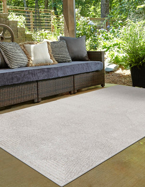 Gray 4' 1 x 6' 1 Sabrina Soto Outdoor Rectangle Area Rug Weather Resistant for Patio, Deck, Terrace, Balcony, Porch Durable Carpet for Exterior Home Design for Sale at Rug Engine