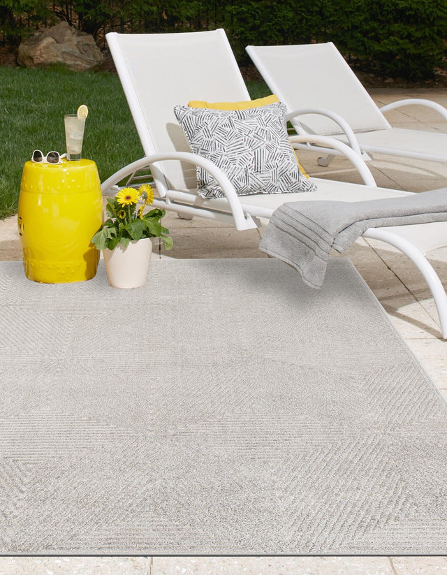 Gray 9' x 12' Sabrina Soto Outdoor Rectangle Area Rug Weather Resistant for Patio, Deck, Terrace, Balcony, Porch Durable Carpet for Exterior Home Design for Sale at Rug Engine