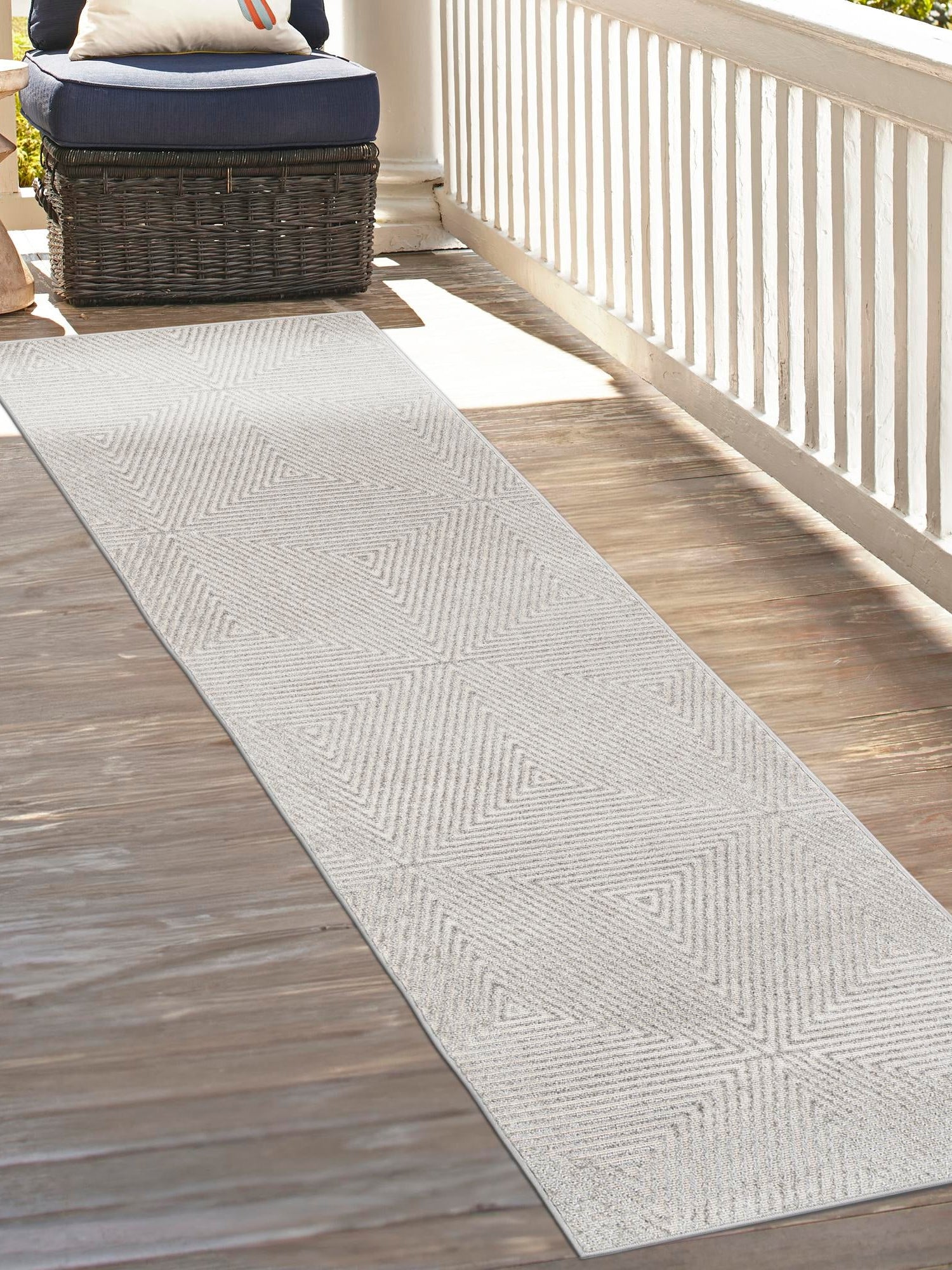Gray 2' x 8' Sabrina Soto Outdoor Runner Area Rug Weather Resistant for Patio, Deck, Terrace, Balcony, Porch Durable Carpet for Exterior Home Design for Sale at Rug Engine