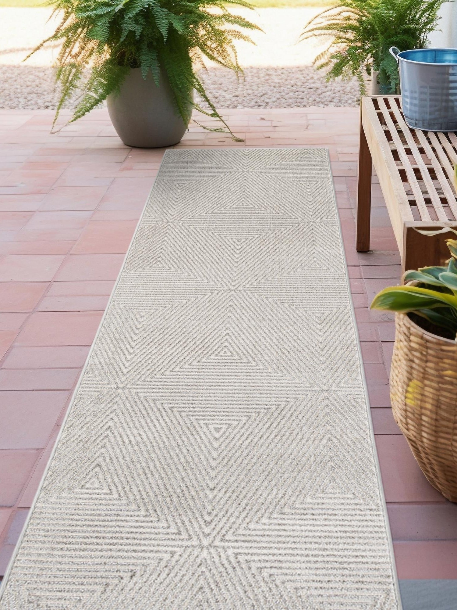 Gray 2' 7 x 10' Sabrina Soto Outdoor Runner Area Rug Weather Resistant for Patio, Deck, Terrace, Balcony, Porch Durable Carpet for Exterior Home Design for Sale at Rug Engine