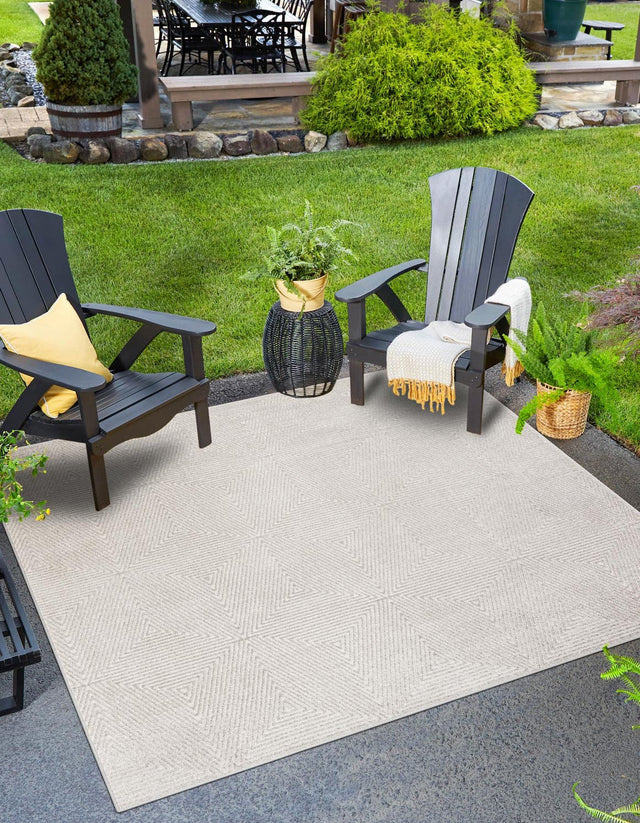 Gray 7' 10 x 7' 10 Sabrina Soto Outdoor Square Area Rug Weather Resistant for Patio, Deck, Terrace, Balcony, Porch Durable Carpet for Exterior Home Design for Sale at Rug Engine