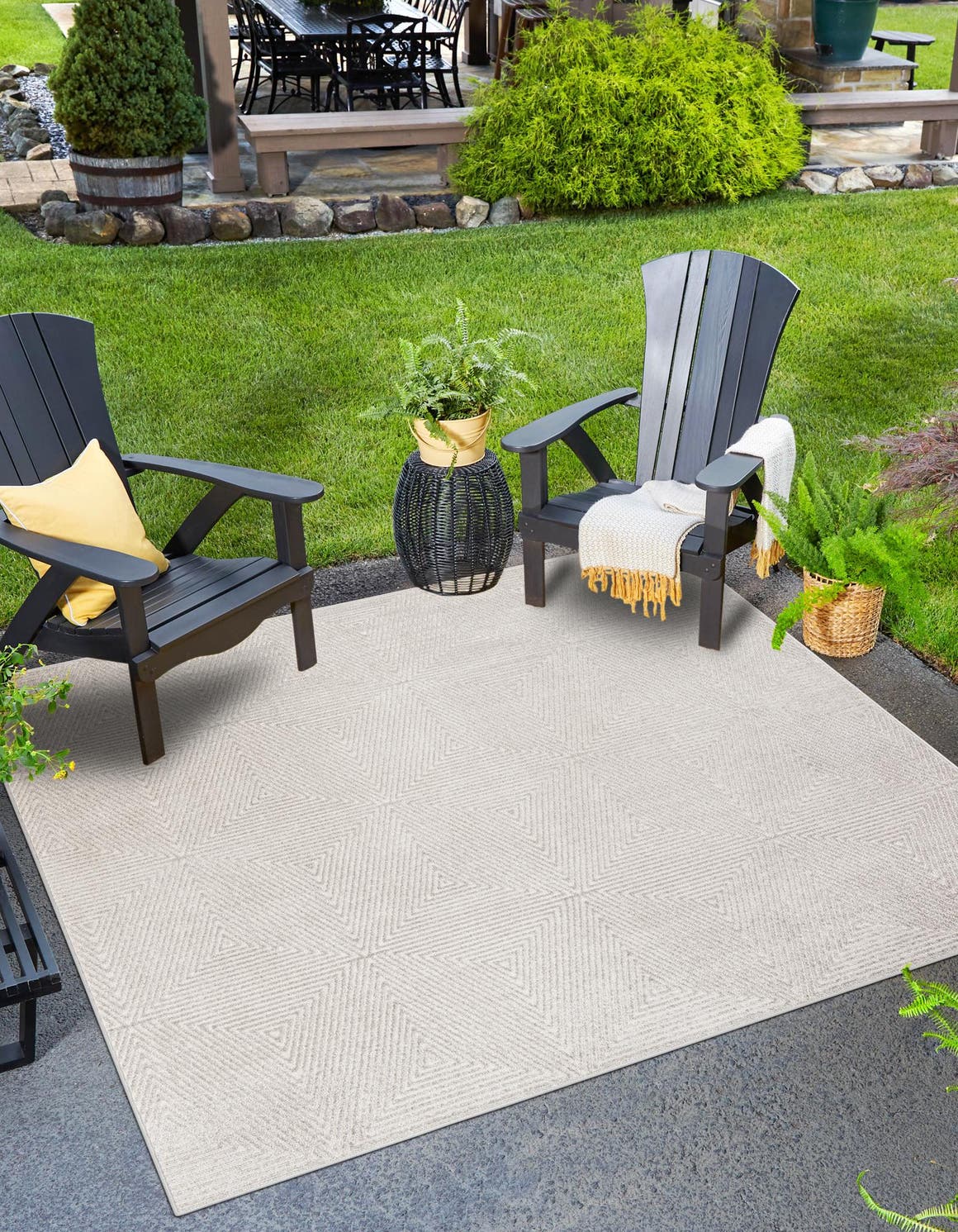 Gray 10' x 10' Sabrina Soto Outdoor Square Area Rug Weather Resistant for Patio, Deck, Terrace, Balcony, Porch Durable Carpet for Exterior Home Design for Sale at Rug Engine