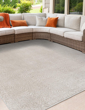 Gray 10' x 10' Sabrina Soto Outdoor Square Area Rug Weather Resistant for Patio, Deck, Terrace, Balcony, Porch Durable Carpet for Exterior Home Design for Sale at Rug Engine