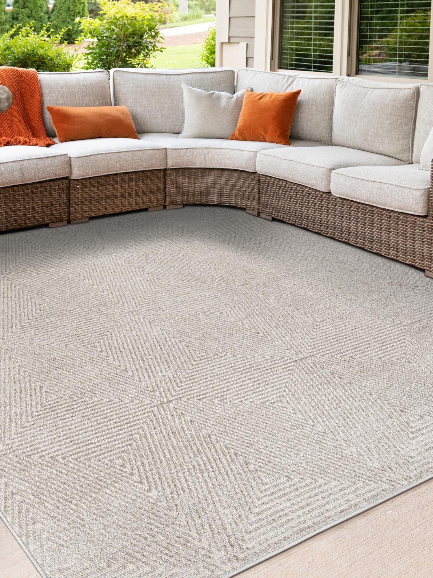 Gray 7' 10 x 7' 10 Sabrina Soto Outdoor Square Area Rug Weather Resistant for Patio, Deck, Terrace, Balcony, Porch Durable Carpet for Exterior Home Design for Sale at Rug Engine