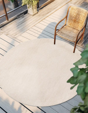 Beige 10' x 10' Sabrina Soto Outdoor Round Area Rug Weather Resistant for Patio, Deck, Terrace, Balcony, Porch Durable Carpet for Exterior Home Design for Sale at Rug Engine