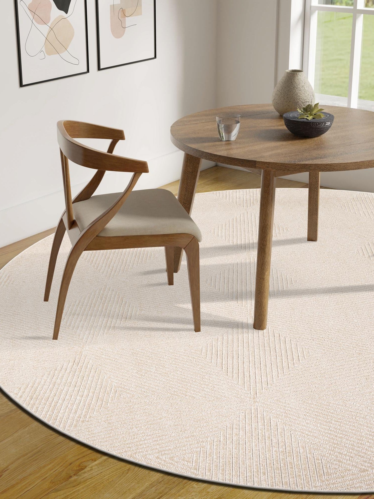 Beige 7' 10 x 7' 10 Sabrina Soto Outdoor Round Area Rug Weather Resistant for Patio, Deck, Terrace, Balcony, Porch Durable Carpet for Exterior Home Design for Sale at Rug Engine