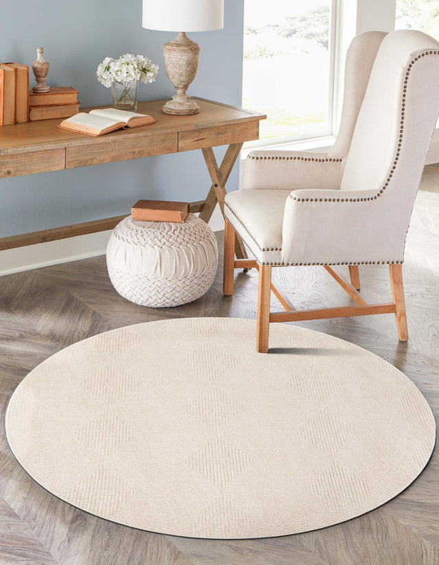 Beige 10' x 10' Sabrina Soto Outdoor Round Area Rug Weather Resistant for Patio, Deck, Terrace, Balcony, Porch Durable Carpet for Exterior Home Design for Sale at Rug Engine