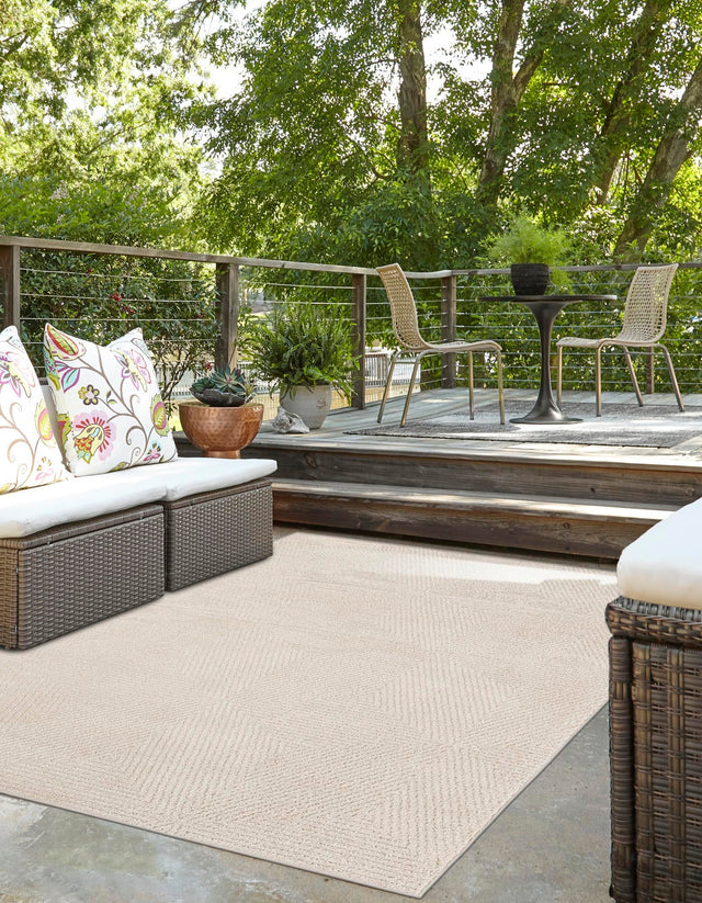 Beige 5' 1 x 8' Sabrina Soto Outdoor Rectangle Area Rug Weather Resistant for Patio, Deck, Terrace, Balcony, Porch Durable Carpet for Exterior Home Design for Sale at Rug Engine