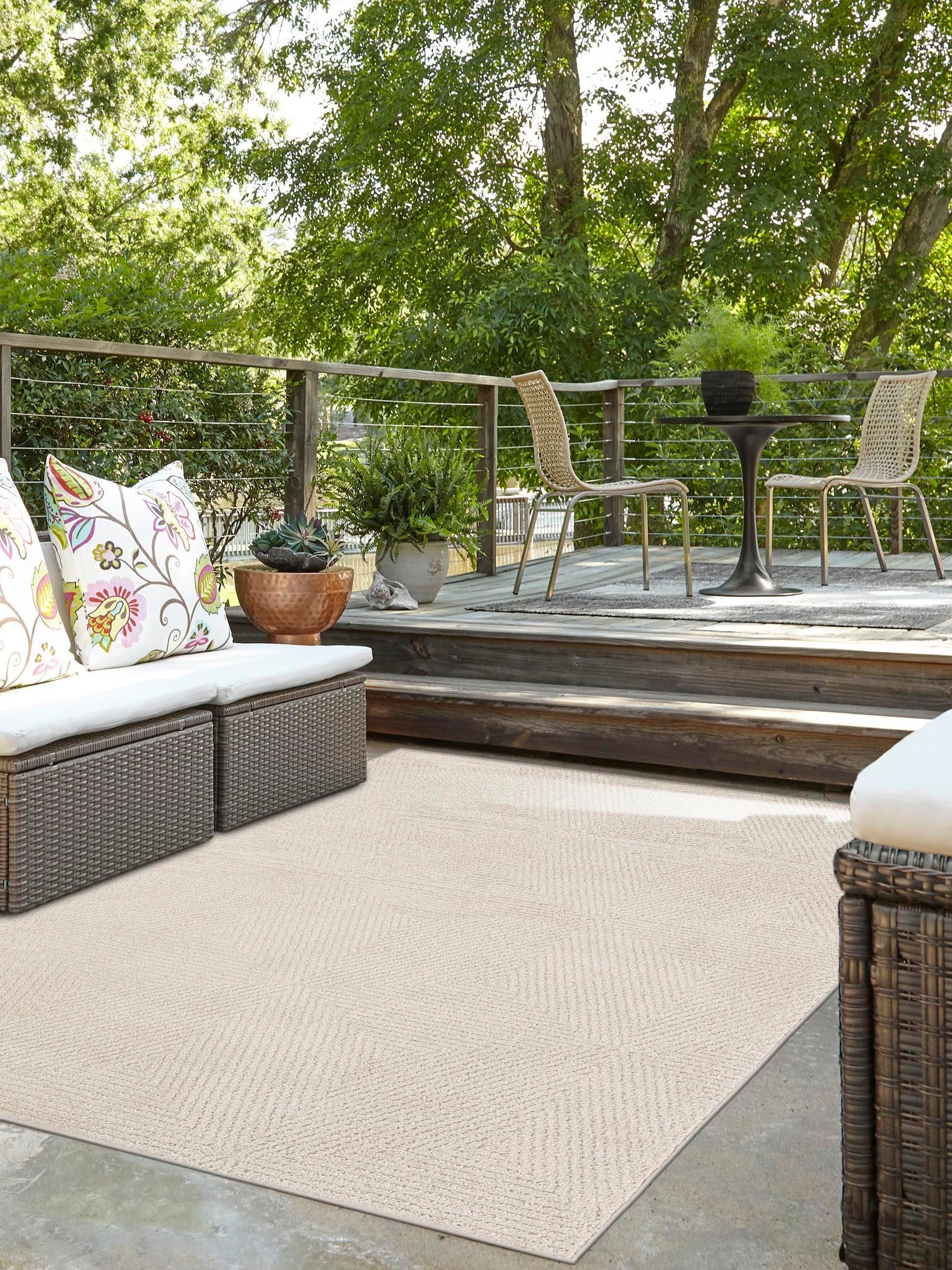 Beige 6' 1 x 9' Sabrina Soto Outdoor Rectangle Area Rug Weather Resistant for Patio, Deck, Terrace, Balcony, Porch Durable Carpet for Exterior Home Design for Sale at Rug Engine