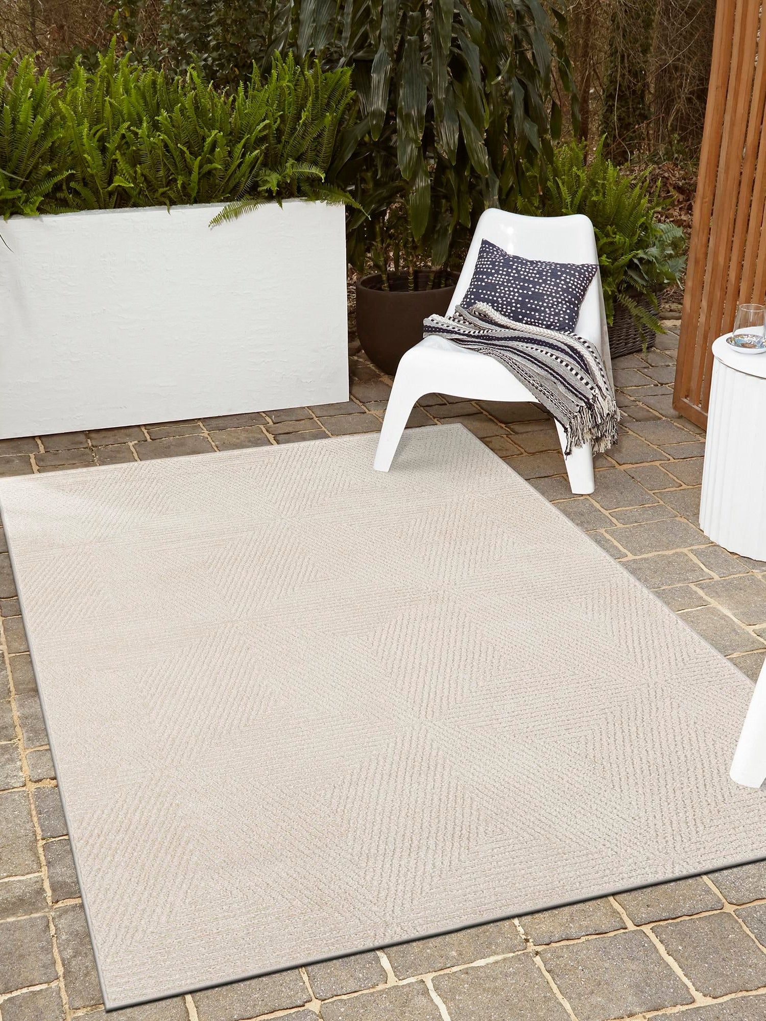 Beige 6' 1 x 9' Sabrina Soto Outdoor Rectangle Area Rug Weather Resistant for Patio, Deck, Terrace, Balcony, Porch Durable Carpet for Exterior Home Design for Sale at Rug Engine