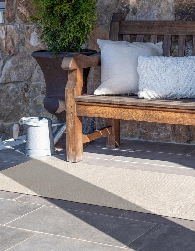 Beige 2' 7 x 12' Sabrina Soto Outdoor Runner Area Rug Weather Resistant for Patio, Deck, Terrace, Balcony, Porch Durable Carpet for Exterior Home Design for Sale at Rug Engine
