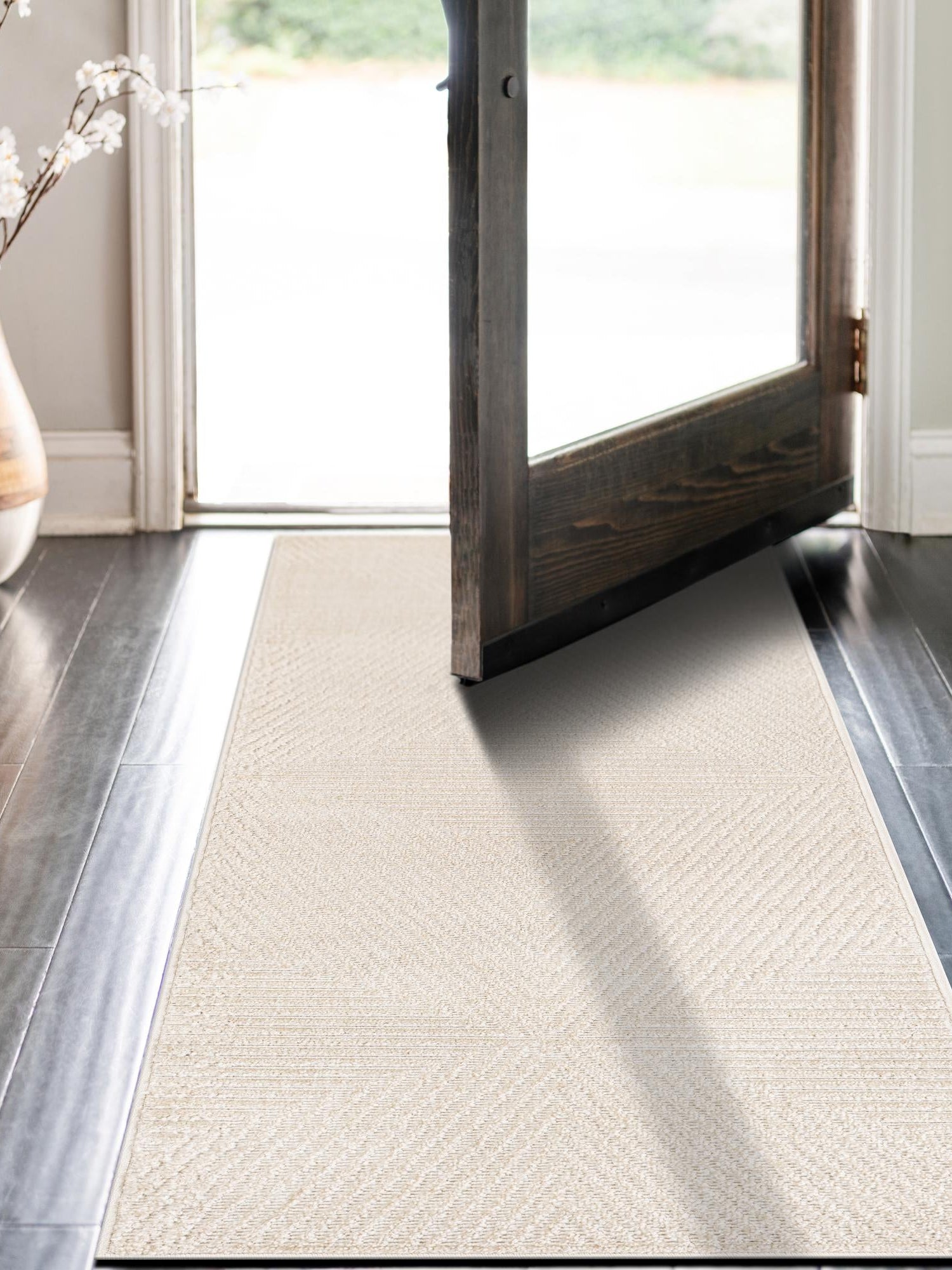 Beige 2' x 6' 1 Sabrina Soto Outdoor Runner Area Rug Weather Resistant for Patio, Deck, Terrace, Balcony, Porch Durable Carpet for Exterior Home Design for Sale at Rug Engine
