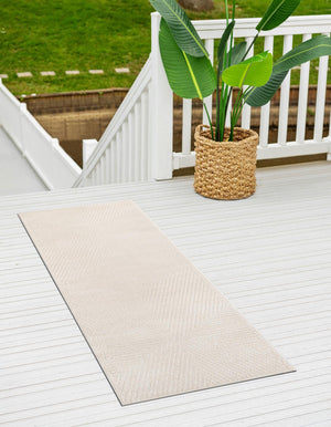 Beige 2' 7 x 12' Sabrina Soto Outdoor Runner Area Rug Weather Resistant for Patio, Deck, Terrace, Balcony, Porch Durable Carpet for Exterior Home Design for Sale at Rug Engine