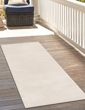 Beige 2' 7 x 12' Sabrina Soto Outdoor Runner Area Rug Weather Resistant for Patio, Deck, Terrace, Balcony, Porch Durable Carpet for Exterior Home Design for Sale at Rug Engine