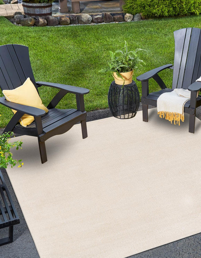 Beige 7' 10 x 7' 10 Sabrina Soto Outdoor Square Area Rug Weather Resistant for Patio, Deck, Terrace, Balcony, Porch Durable Carpet for Exterior Home Design for Sale at Rug Engine