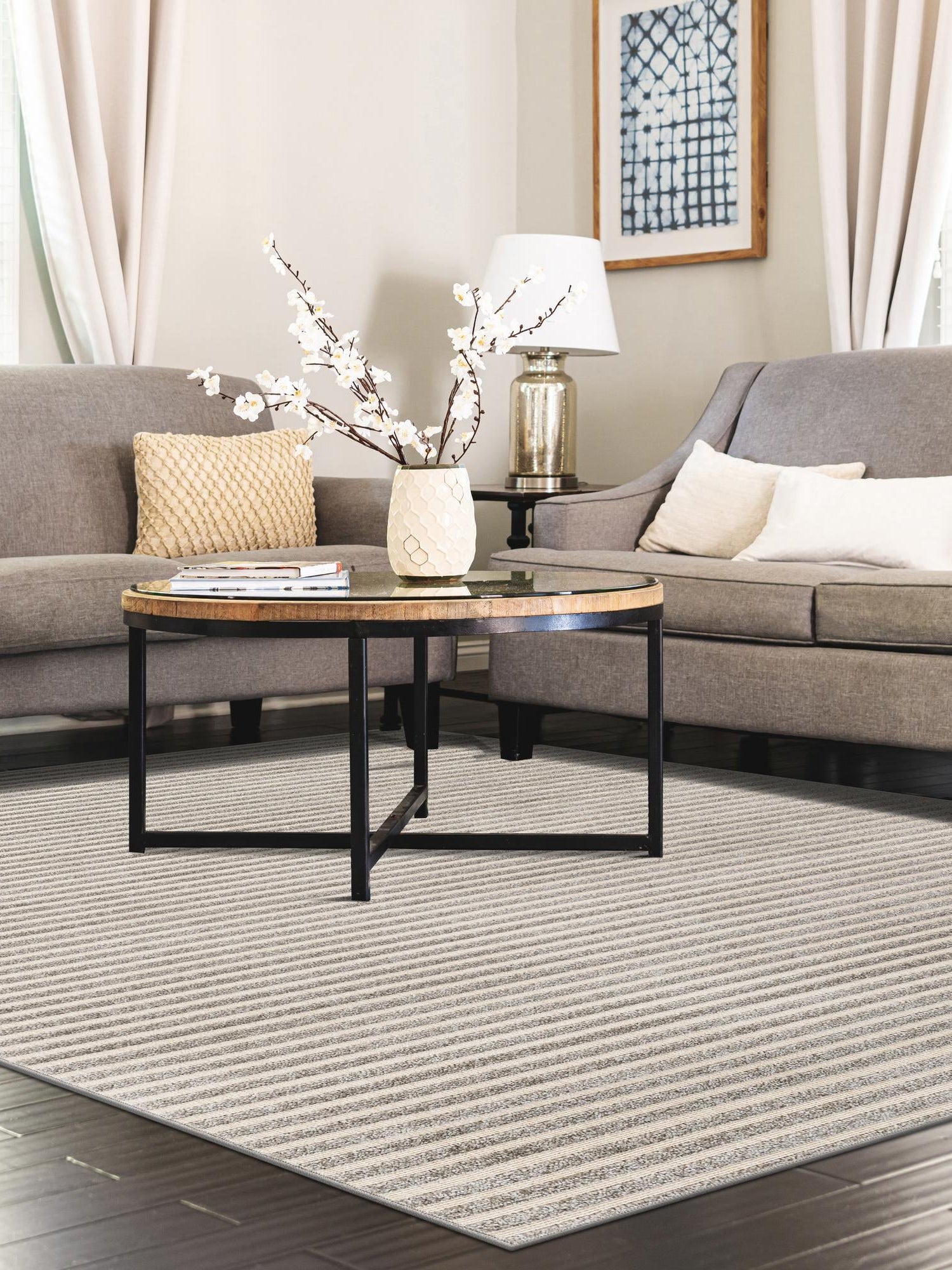 Gray 6' 1 x 9' Sabrina Soto Outdoor Rectangle Area Rug Weather Resistant for Patio, Deck, Terrace, Balcony, Porch Durable Carpet for Exterior Home Design for Sale at Rug Engine