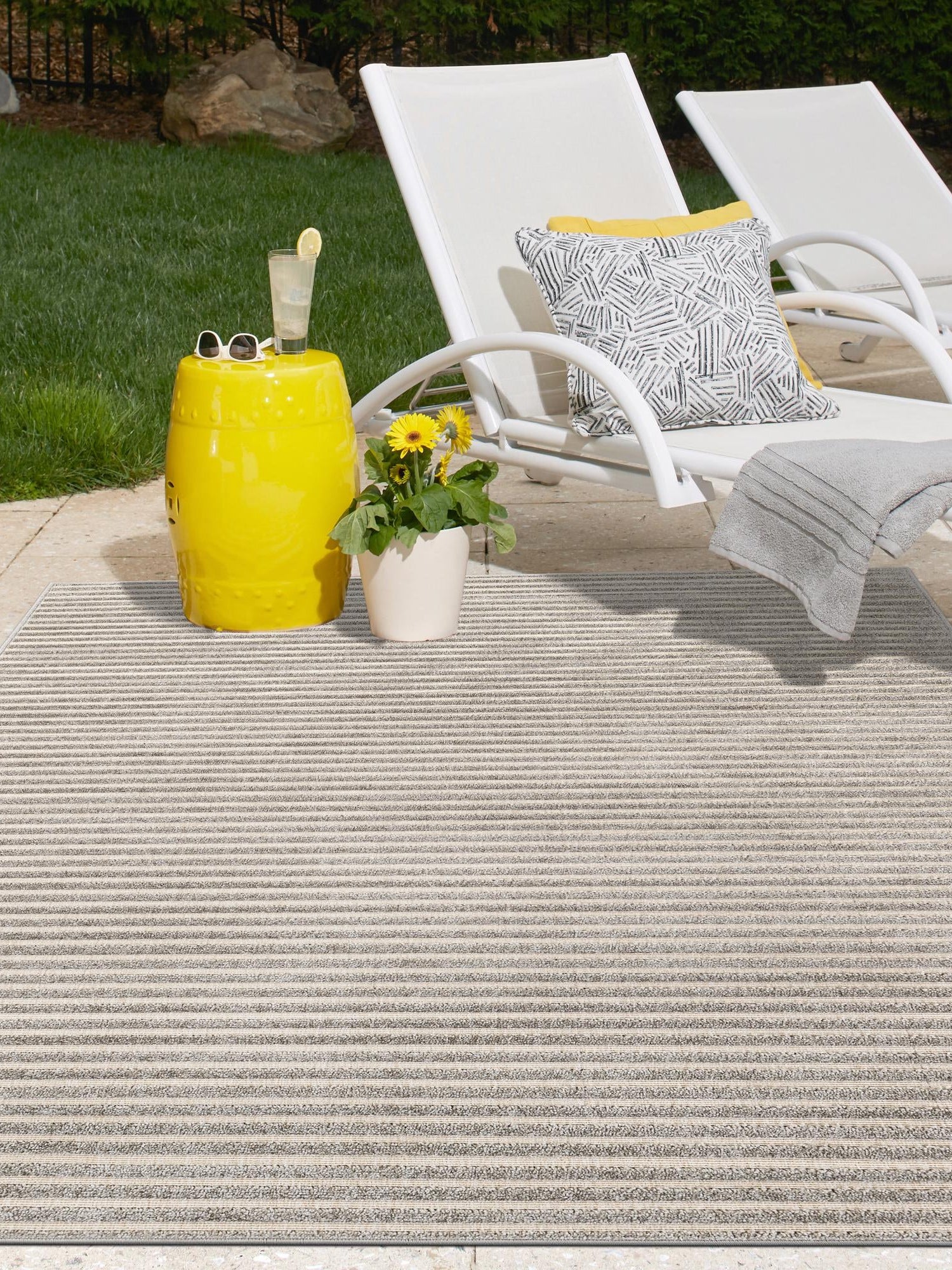 Gray 2' x 3' 1 Sabrina Soto Outdoor Rectangle Area Rug Weather Resistant for Patio, Deck, Terrace, Balcony, Porch Durable Carpet for Exterior Home Design for Sale at Rug Engine