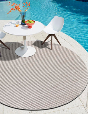 Gray 10' x 10' Sabrina Soto Outdoor Round Area Rug Weather Resistant for Patio, Deck, Terrace, Balcony, Porch Durable Carpet for Exterior Home Design for Sale at Rug Engine