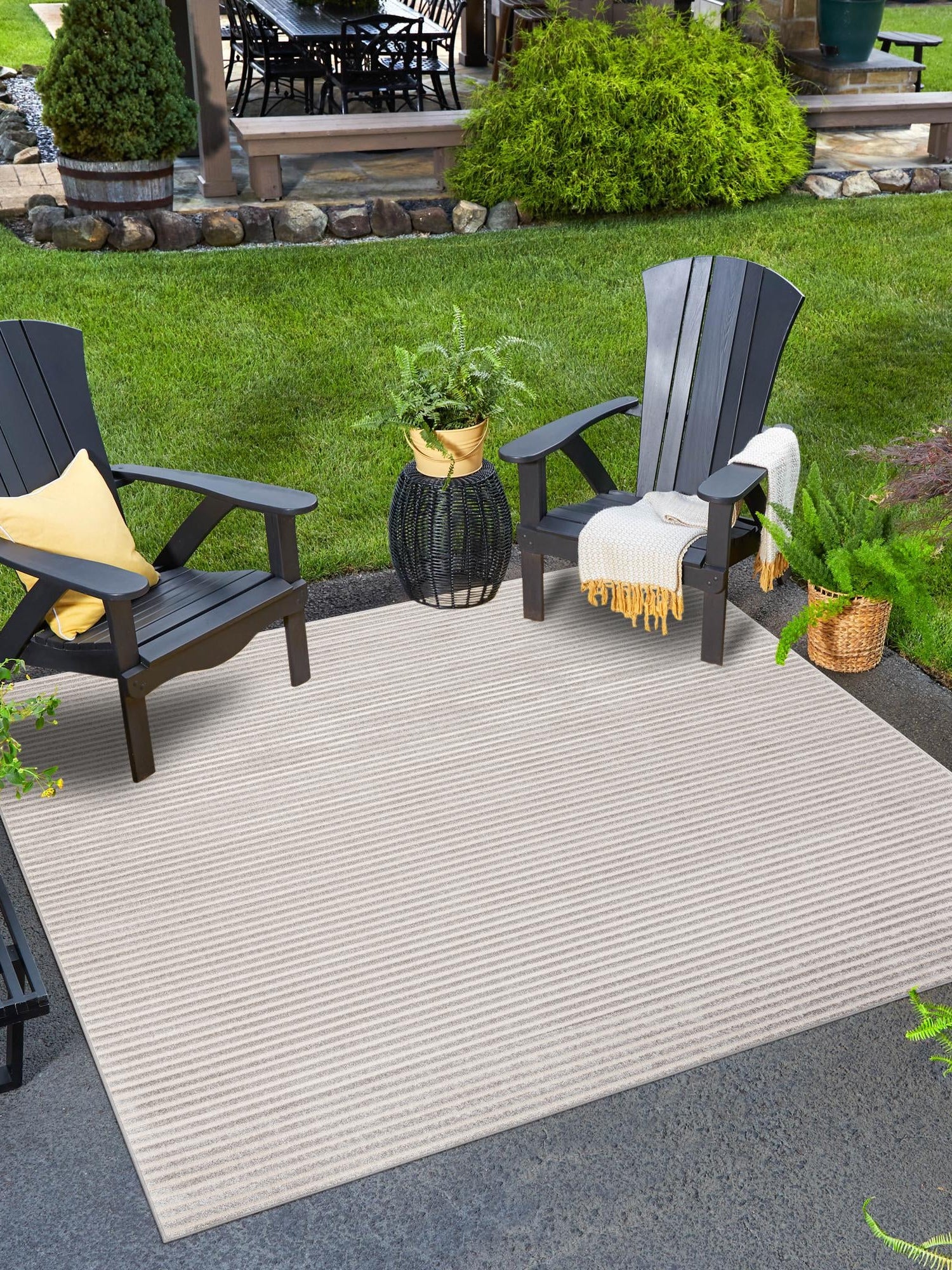 Gray 10' x 10' Sabrina Soto Outdoor Square Area Rug Weather Resistant for Patio, Deck, Terrace, Balcony, Porch Durable Carpet for Exterior Home Design for Sale at Rug Engine