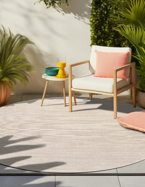 Beige and Ivory 10' x 10' Sabrina Soto Outdoor Round Area Rug Weather Resistant for Patio, Deck, Terrace, Balcony, Porch Durable Carpet for Exterior Home Design for Sale at Rug Engine