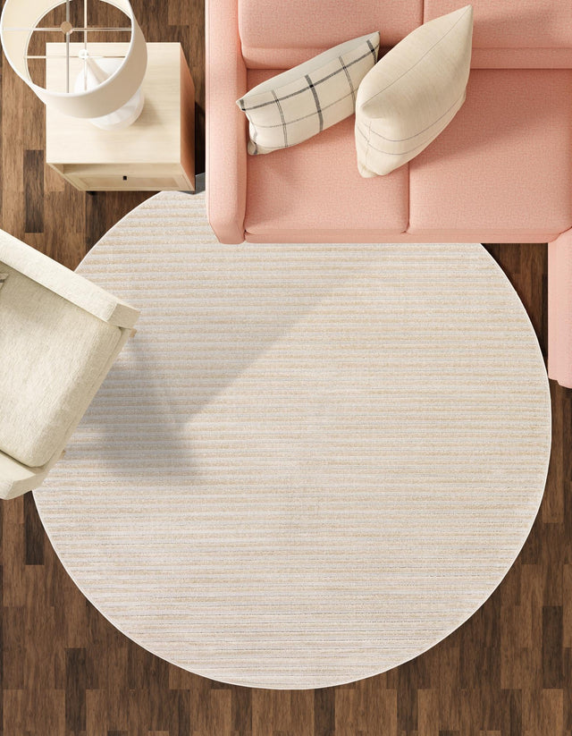 Beige and Ivory 10' x 10' Sabrina Soto Outdoor Round Area Rug Weather Resistant for Patio, Deck, Terrace, Balcony, Porch Durable Carpet for Exterior Home Design for Sale at Rug Engine